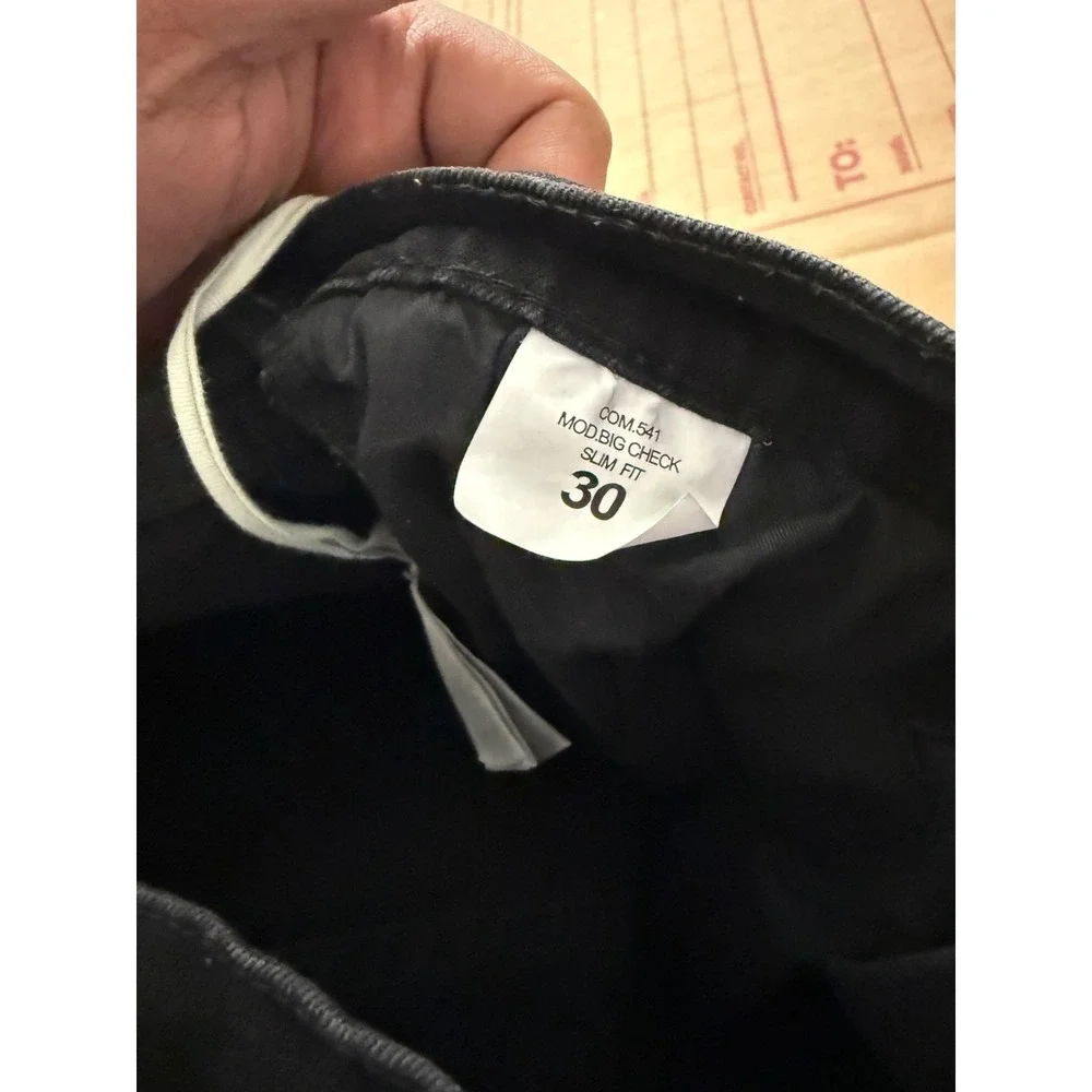 Off-White Slim Fit Black Denim Jeans Orange Checkered Patch Distressed Mens 30